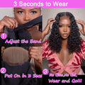 Wear and Go Glueless Wigs Human Hair Pre Plucked Pre Cut Lace Front Wigs for Black Women 180 Density Water Wave Bob Wig Human Hair Curly Wig (14 Inch)