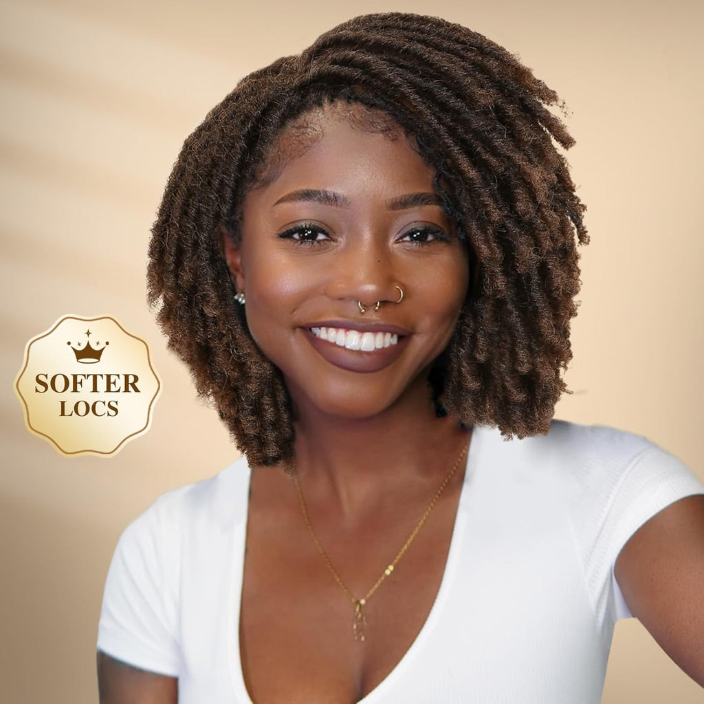 HANNE Dreadlock Wig Short Twist Wigs for Black Women and Men Afro Curly Synthetic Wig Faux Locs Braided Crochet Hair Wigs (1B/30#)