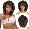 HANNE Dreadlock Wig Short Twist Wigs for Black Women and Men Afro Curly Synthetic Wig Faux Locs Braided Crochet Hair Wigs (1B/30#)
