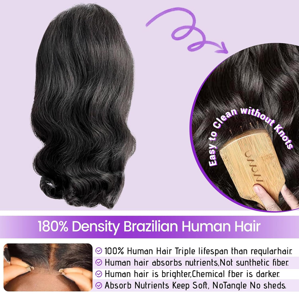 Wear and Go Glueless Wigs Pre Plucked Pre Cut 4x4 Body Wave Bob Wig Human Hair wigs for black women Short Bob Wig Human Hair 180 dentisty natrual color 14inch