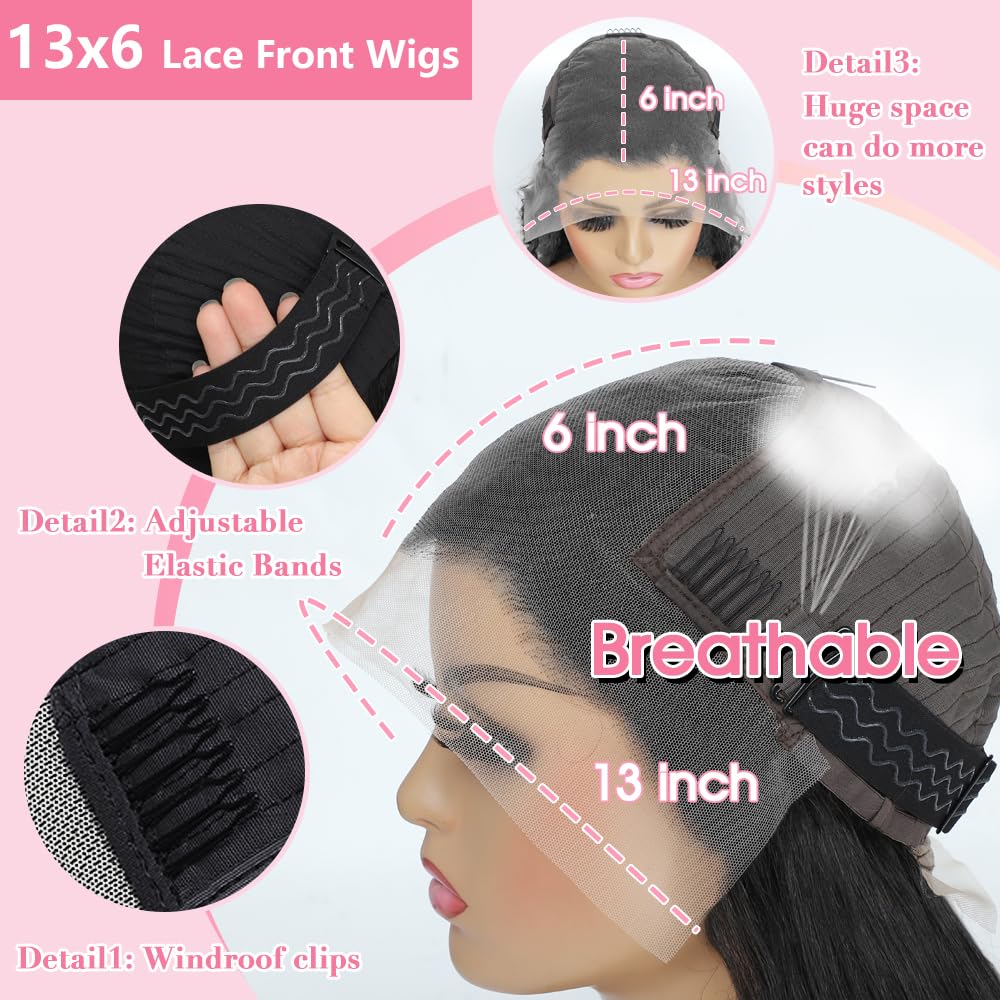 18-34 Inch 13x6 Lace Front Wigs Human Hair 200 Density Straight HD Lace Front Wigs Human Hair Pre Plucked 13x6 Lace Frontal Straight Human Hair Wigs for Women Glueless Wigs Human Hair