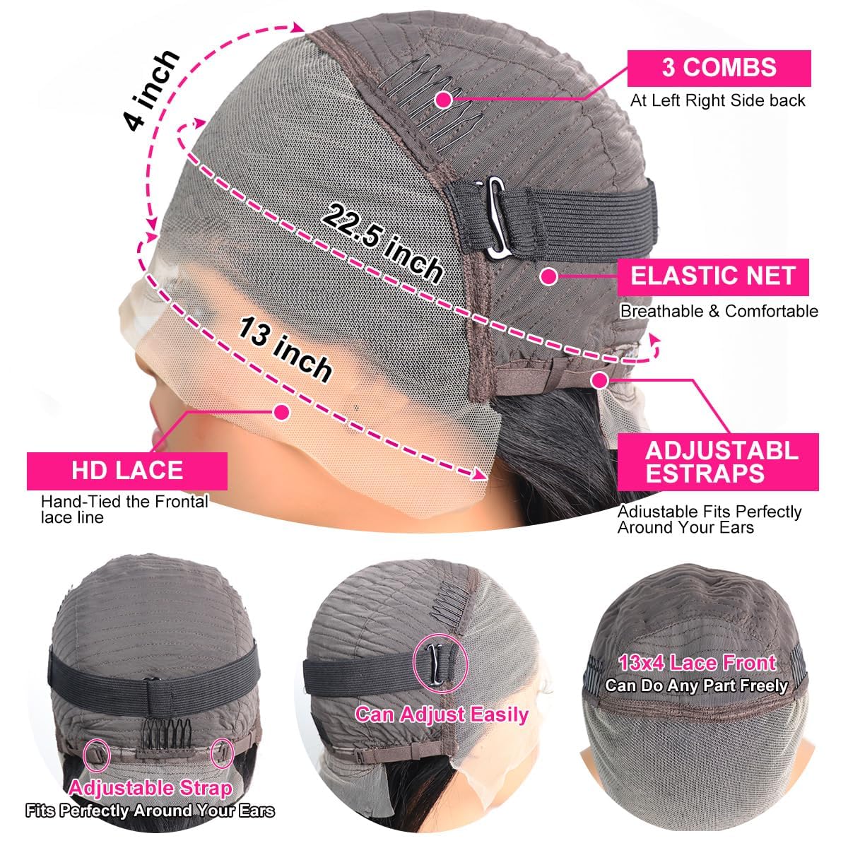 Aomllute 30 Inch Deep Wave Lace Front Wigs Human Hair 200 Density 13x4 HD Lace Frontal Wigs Human Hair Pre Plucked Deep Curly Glueless Wigs Human Hair for Women Natural Black