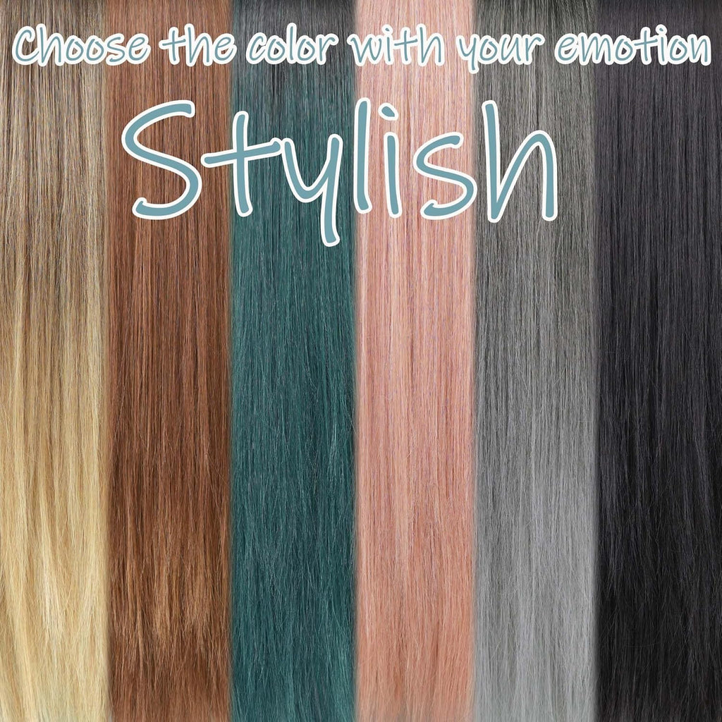 PARK YUN 30 Inch Long Wavy Wig with Bangs for Women Champagne Silver Ombre with Dark Roots Heat Resistant Synthetic Wig Natural Look for Daily Party Cosplay